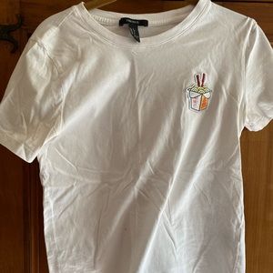 FOREVER 21 Chinese take out white T-shirt TIGHT